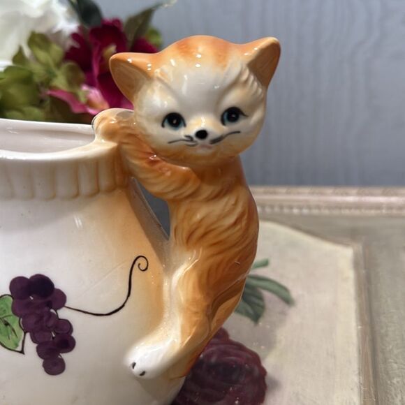 Rare Vintage Ceramic Orange Cat Kitty Creamer Vase Made in Japan Adorable - Picture 2 of 16